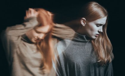 Two photographs of woman, side-by-side, representing personality disorders